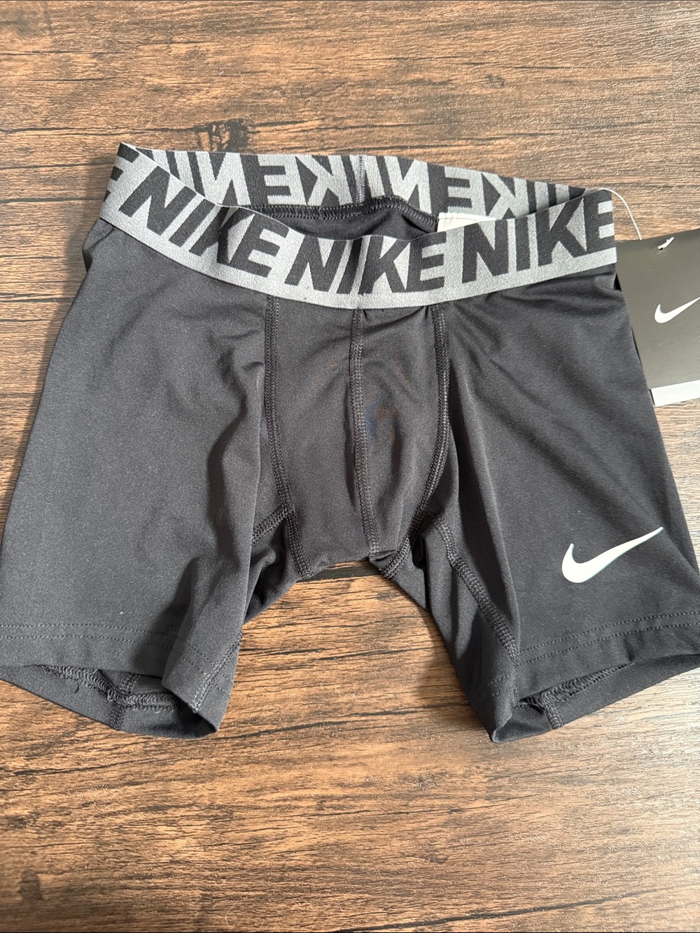 Nike Black compression base layer training shorts with Gray Logo Waistband NWT